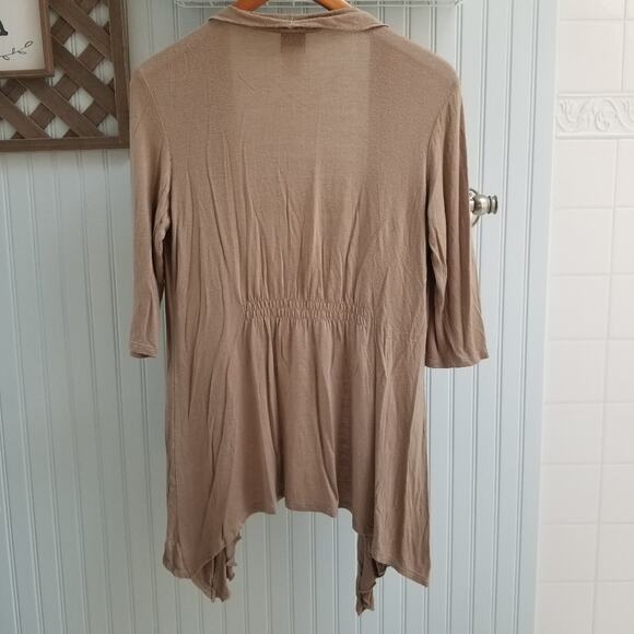 Covington Brown Lightweight Ruffle Waterfall Cardigan - Picture 2 of 6